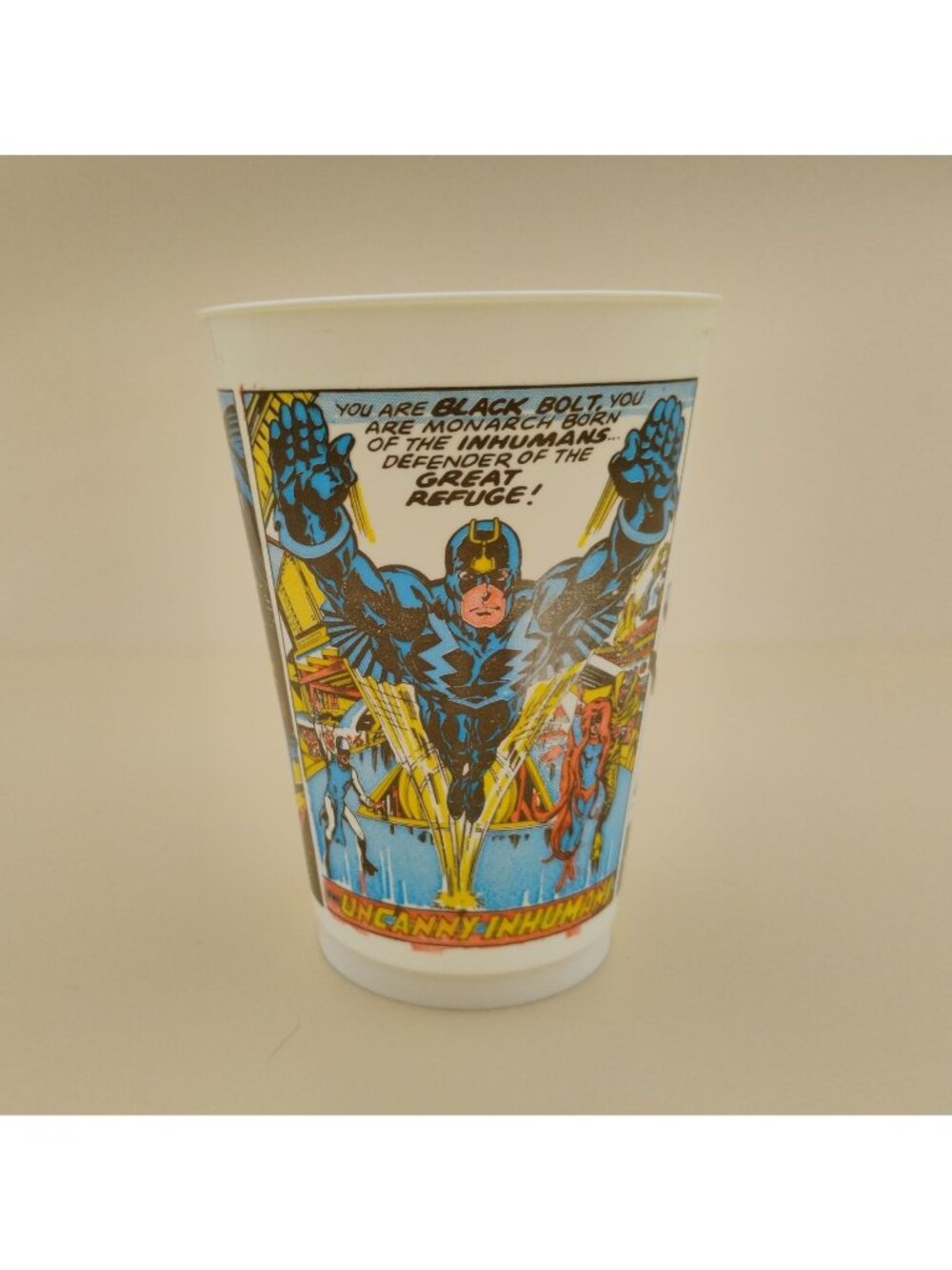 Marvel Black Bolt Vintage 7-Eleven Plastic Cup 1970s Comic Art Collectible 6"